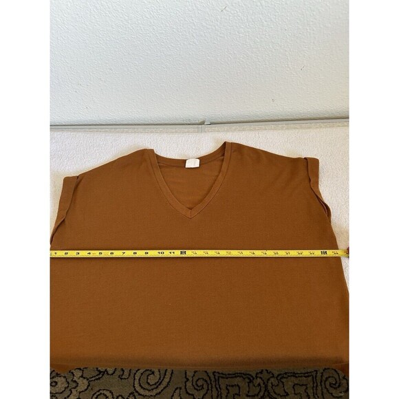 Mod Ref Women's Rust Rolled Cuff Short Sleeve V-Neck Lightweight Top Medium - Picture 10 of 13